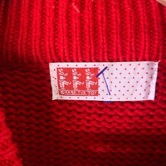 Vintage share the joy women’s Christmas sweater with Christmas tree teddy bear - Picture 2 of 5